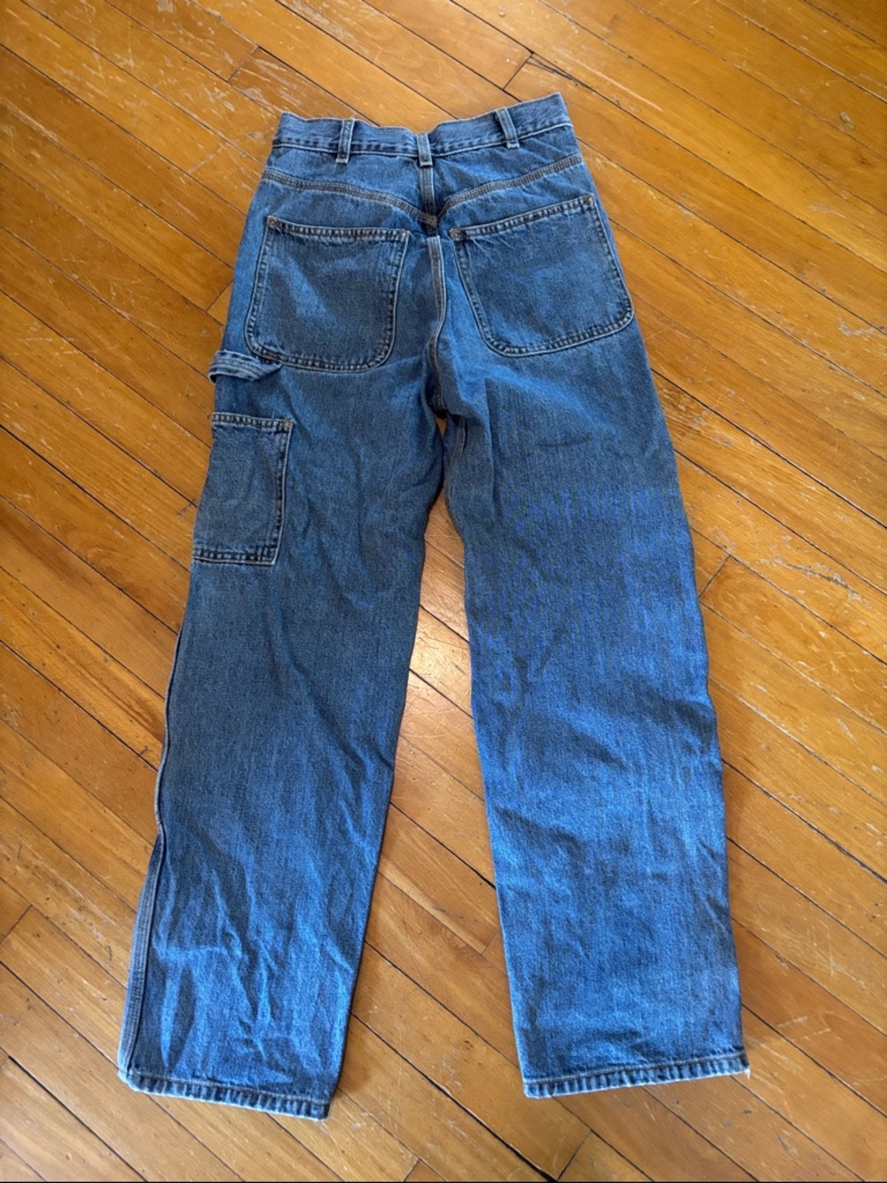 Jesse Kamm Wide Leg Patchwork Jeans in Medium Blue - Picture 3 of 10